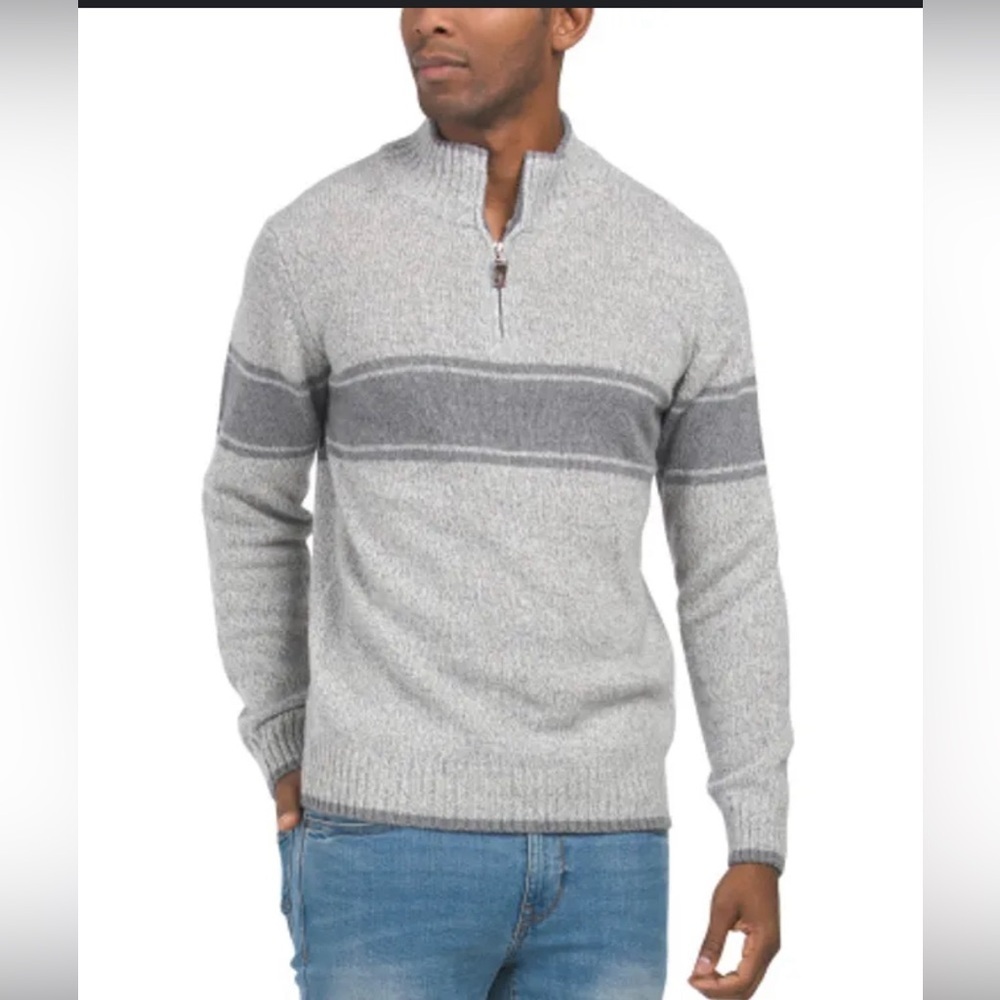 Gianetti Gray Wool Blend Quarter Zip Sweater Italian Made size XL